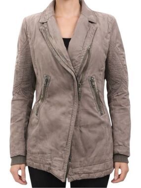Taupe Moto Utility Jacket Avant Garde Urban Minimalist Streetwear Coat